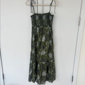 Zara Olive Floral Midi Dress